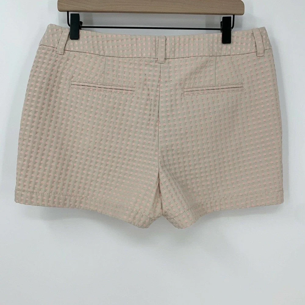 Ann Taylor Loft Factory Polka Dot Chino Shorts Size 10 Zip Fly Casual Summer - Picture 2 of 5